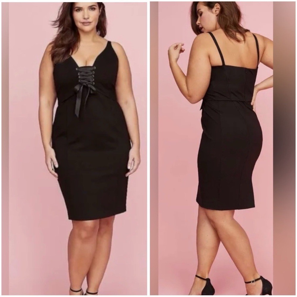 NWT Lane Bryant Womens Black Lace Up Corset Plus Size Dress 28 Gothic Bodycon