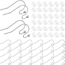 Earring Hooks, 220 Pieces French Earring Hooks Ear Wire with 220 Pieces Clear Ea