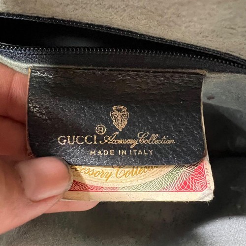 Borsa a tracolla Gucci GG tela righe web pelle marrone vintage unisex dal Giappone - Foto 8 di 24