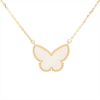 Van Cleef & Arpels Lucky Alhambra Papillon Muscheln Halskette 750(YG) 6,2g VCARD995