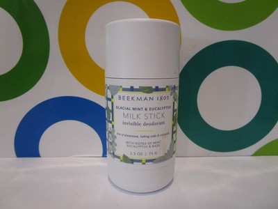 BEEKMAN 1802 ~ GLACIAL MINT & EUCALYPTUS MILK STICK INVISIBLE DEODORANT ~ 2.5 OZ
