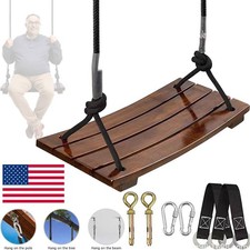 Solid Wooden Swing Seat 440Lbs With Strong Waterproof Adjustable Ropes for Kids