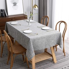 maxmill Flaxy Faux Linen Tablecloth with 2-Tone Slubby Texture Wrinkle Free A...