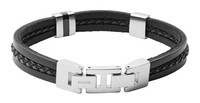 Fossil Vintage Casual Multi-Strand Leather Bracelet Armband Black Schwarz Neu