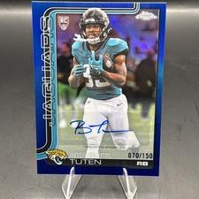 2025 Topps Chrome Football Bhayshul Tuten Jaguars Rookie Blue Auto /150
