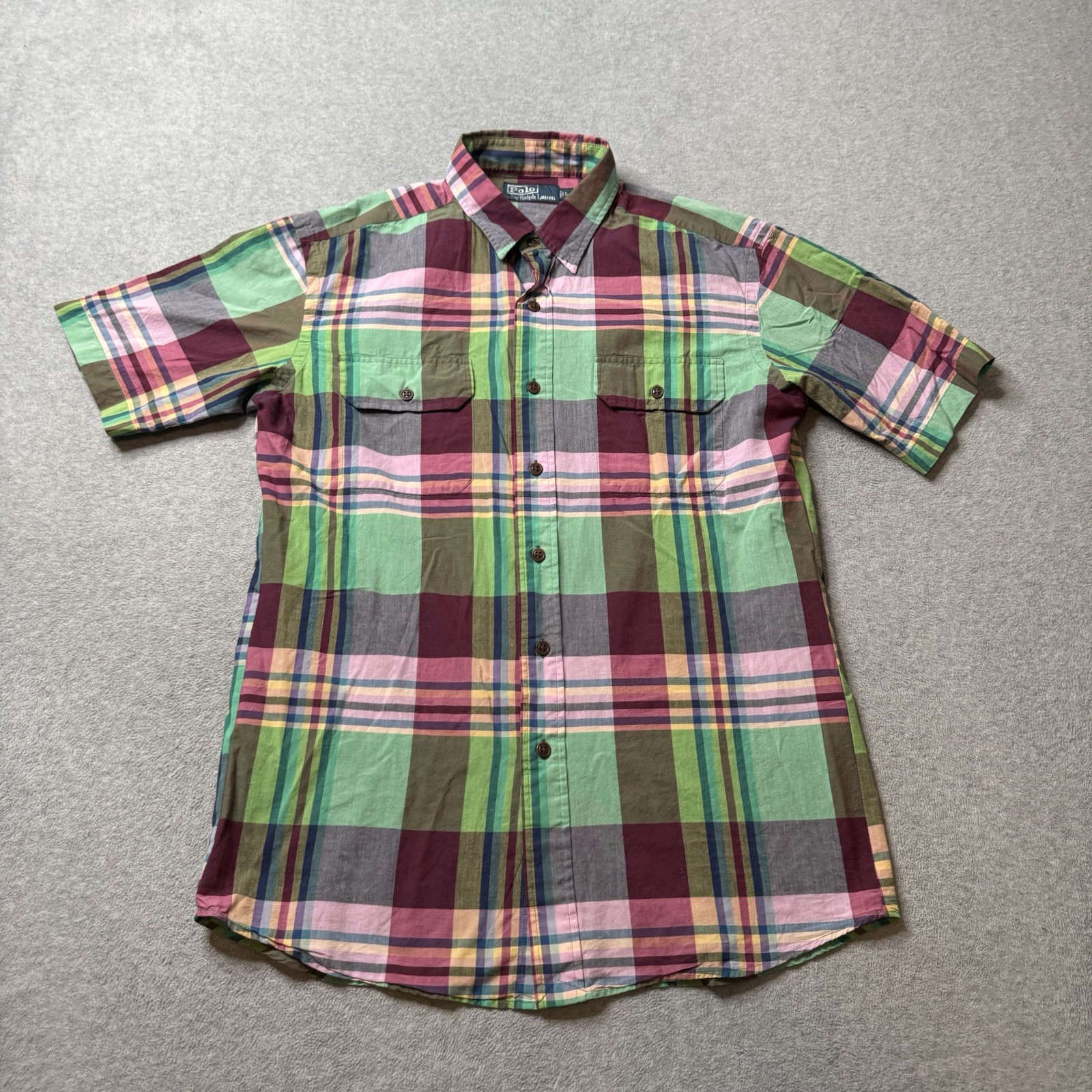 Polo Ralph Lauren camicia uomo grande verde colorato carne pony leggera adulto