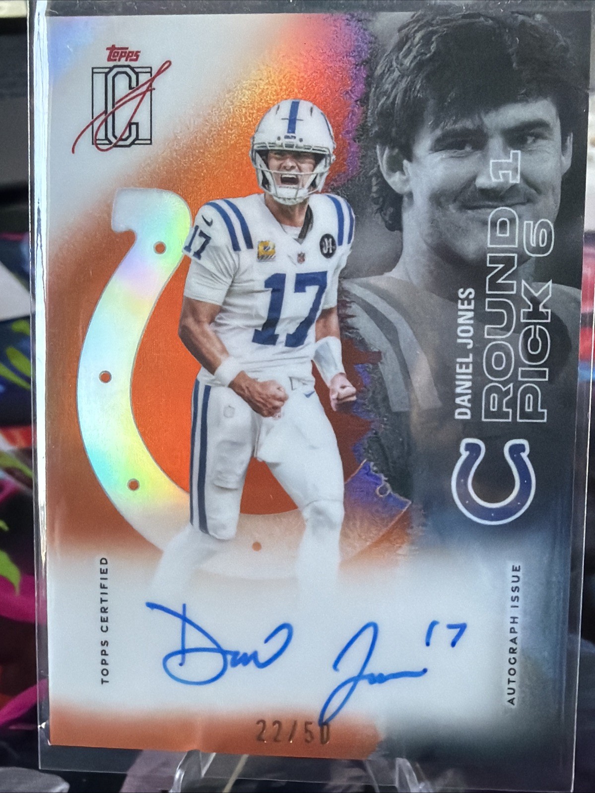 2025 Topps Signature Class Orange Auto Daniel Jones /50 #59