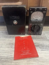 Vintage Black Mini Triplett 666-R Volt Ohm Milliammeter Case/Manual