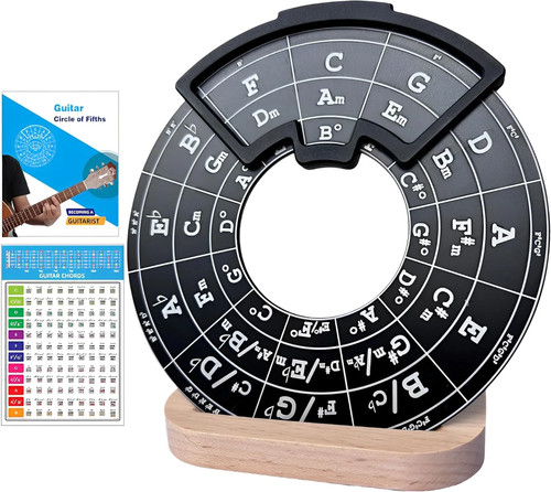 Circle of Fifths Wheel Metal Melody Tool with Guitar Chord Chart Music Theory Bo - Afbeelding 1 van 3