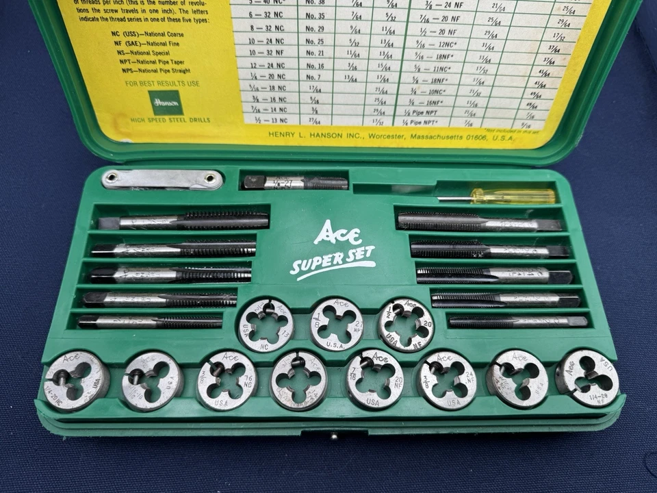 Ace Super Set Tap & Die 614A Henry L. Hanson,美国制造,完整未使用套装! — 第 2/4 张图片