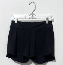 Athleta Girl Record Breaker 3" Shorts XL 14 Black Pockets Drawstring Lined Logo