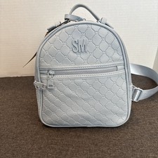 Steve Madden BBlogo Update Logo Faux Leather Backpack Blue Haze NWT