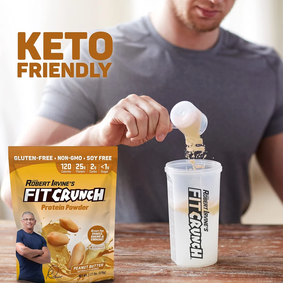 Proteína de suero FITCRUNCH Tri-Blend, apta para cetogénicos, baja en calorías, alta, gluten Foto 4 de 4
