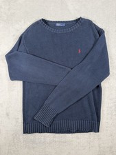 Polo Ralph Lauren Blue Knit Crew Neck Pullover Sweater Mens Size Large Vintage