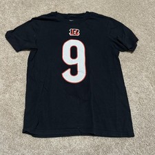 Cincinnati Bengals Shirt Youth Medium 10/12 Black NFL Football Nike Burrow 9