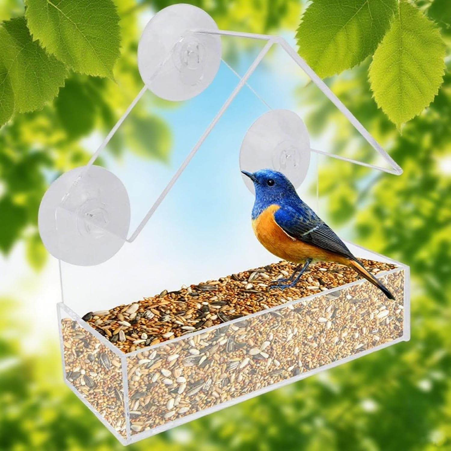 Clear Acrylic Hanging Window Bird Feeder Windowsill Birdfeeders Window Bird Hous