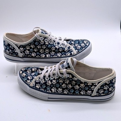 Animal Rescue Site Paw Print Canvas Sneakers Women's Size 8 Lace Up Shoes