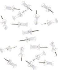 100-Pack Push Pins Tacks, Clear Plastic Head, Steel 1 inches, 100-pack