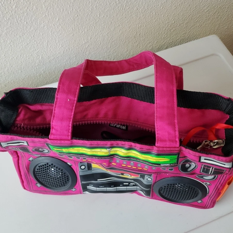 Винтажный III посылка бумбокс динамик Дамская сумка аудио наплечная сумка с короткими ручками Y2K розовый - Изображение 2 из 4