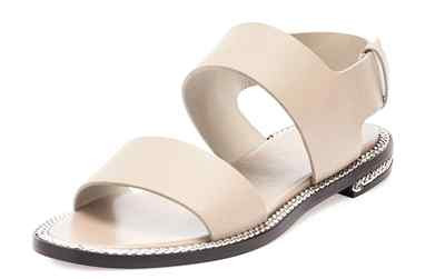 Givenchy 7120 Beige Chain-Wrapped Leather Sandal Sz EU 38.5 D4587