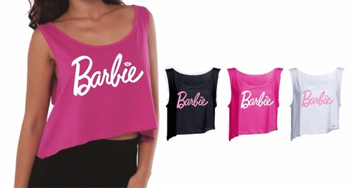 Womens ladies girls Barbie t shirt tank 