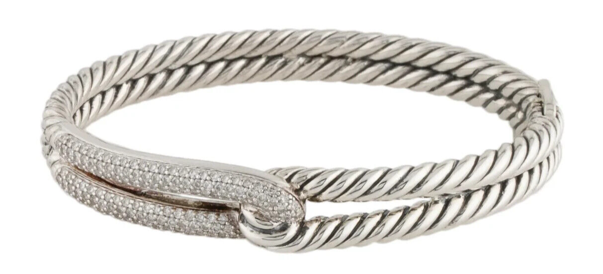 $2950 DAVID YURMAN SS PAVE LABYRINTH DIAMOND BRACELET (MEDIUM)