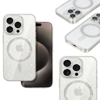 FÜR APPLE IPHONE 12 PRO MAX - Glitzer Mag Safe Kompatibel Case Tasche Hülle KLAR