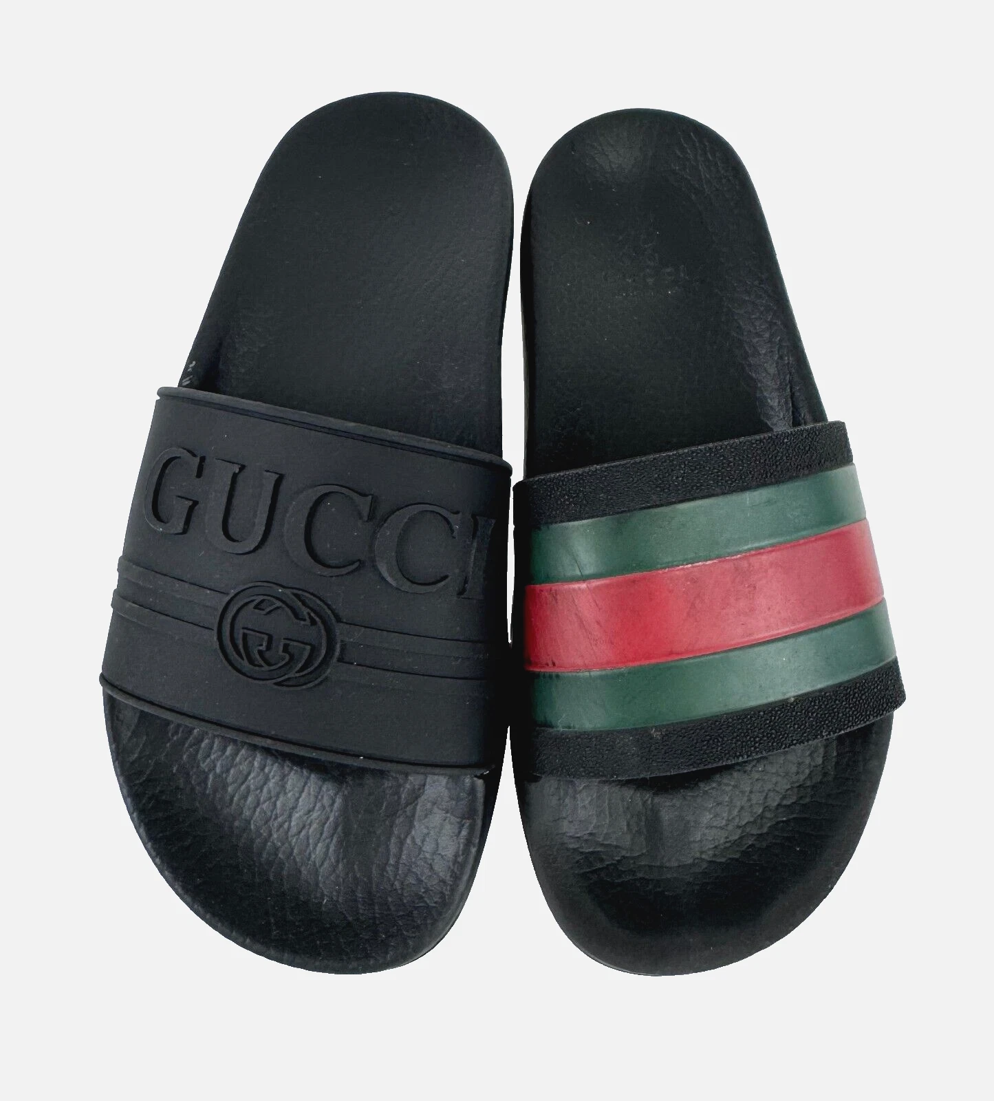 Gucci Auth Femmes Mis Match Style 4 US 34 EU Noir Imprimé Web Caoutchouc Slides Chaussures