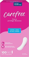 Carefree Panty Liners, Extra Long Liners, Unwrapped, Unscented, 100ct