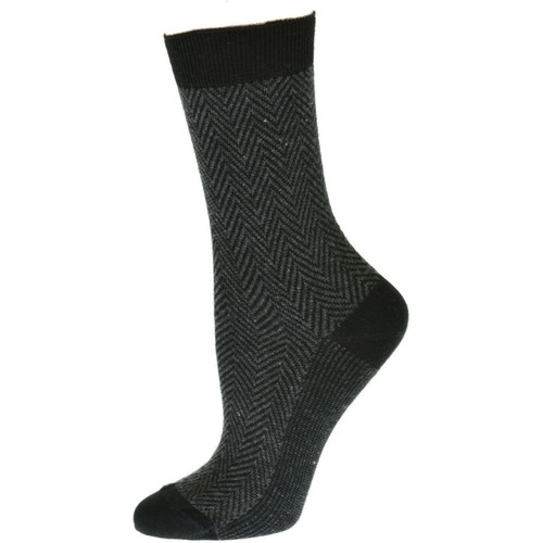 Women's Mercerized Cotton Herringbone Dress Casual Crew, Fine Gauge Knit Socks - Picture 6 of 17