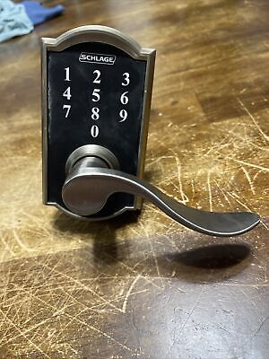 Schlage Camelot Touch Lock with Accent Lever - Satin Nickel