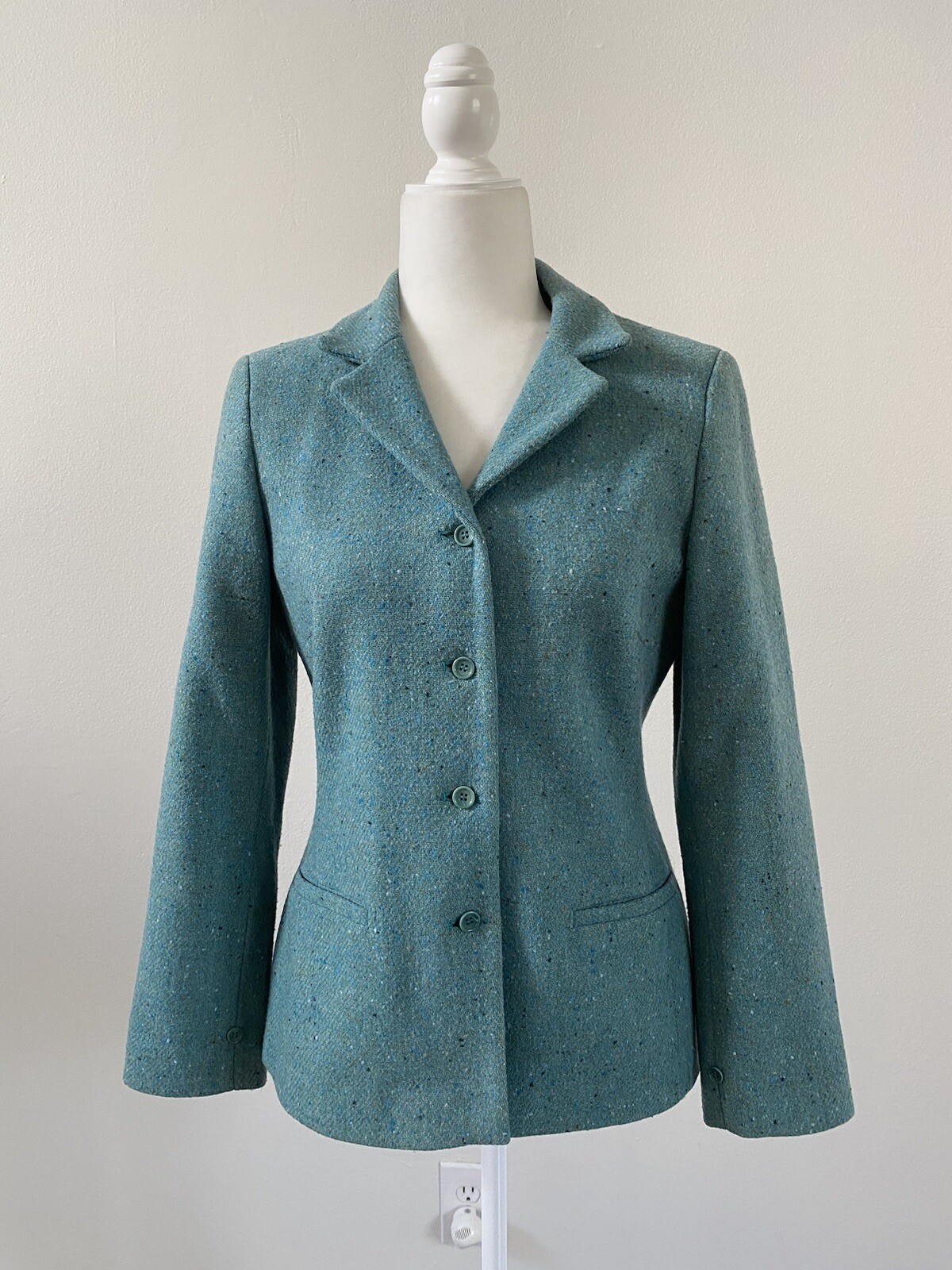 Pablo Gerard Darel Women’s Lined LS Aqua Wool Blazer Jacket Sz 38 -France-