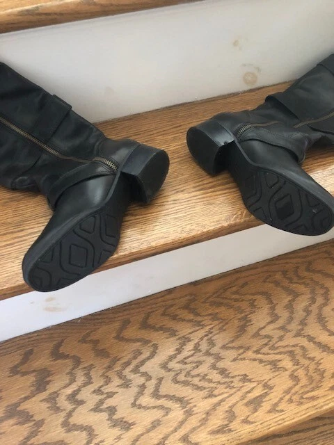 Boutique 9 Botas hasta la rodilla de cuero negro en cuero suave con hebillas talla 5,5 M Foto 4 de 4