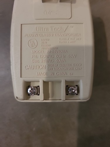 Ultra Tech IM-24V40VA Plug In Class 2 Transformer 24VAC 40VA NaS - Picture 3 of 4