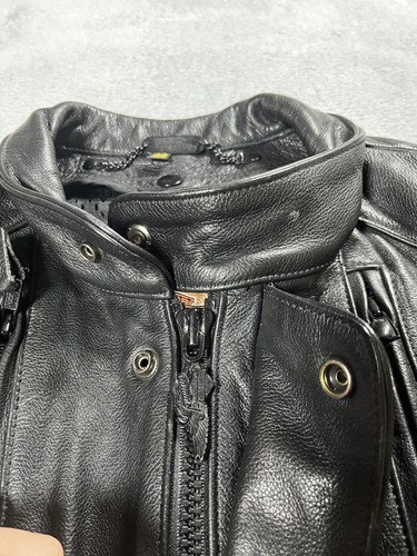 Vintage Harley Davidson Leder schwarz Biker Jacke 90er Motorrad Reißverschluss Gr. 44 - Bild 9 von 17