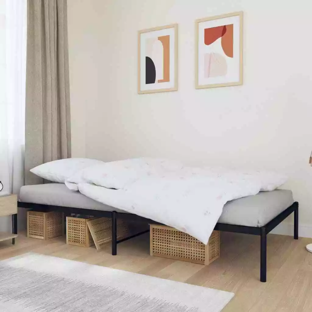 Metal Bed Frame Black 100X200 Cm