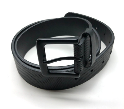 Unbranded Belt Black Mens Sz 34 Black Buckle Faux Leather 1 1/2''