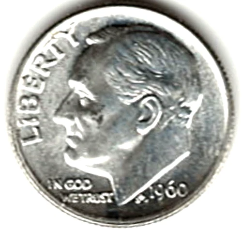 1960 ROOSEVELT DIME in BRILLIANT UNCIRCULATED CONDITION stk R-31