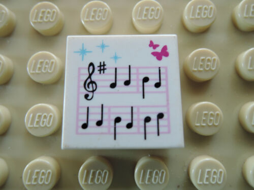 Lego 1 x Fliese 3068bpb0589 weiß 2x2  bedr. Notenblatt Schmetterlinge  - Bild 1 von 1