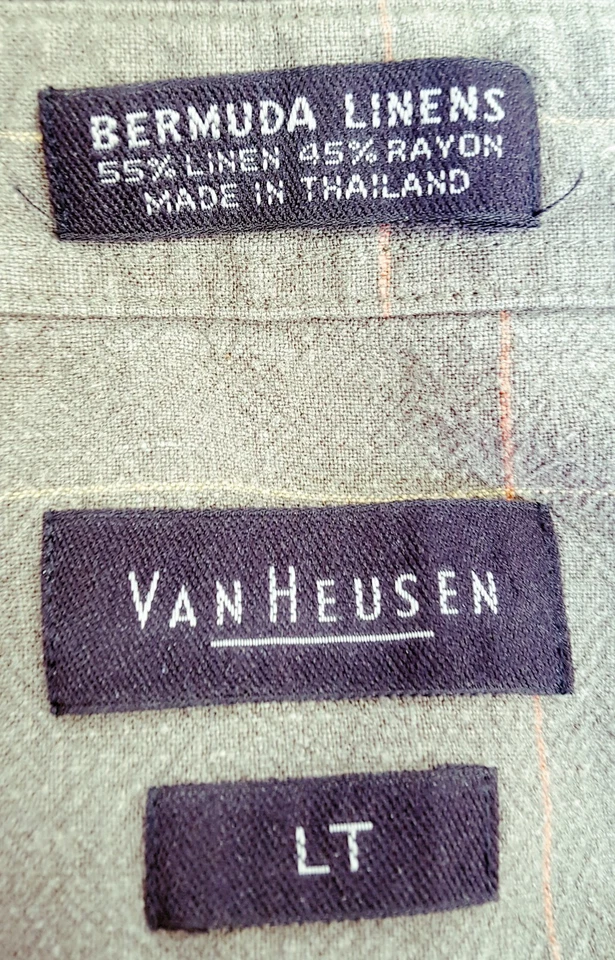 Camisa Van Heusen Manga Corta Bermudas Lino 55% Lino 45% Rayón Marrón Para Hombre LT Foto 2 de 4