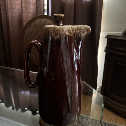 Vtg Brown Drip Glaze Glazed Hull Pottery Oven Proof USA 11 1/4 Tea/Coffee Pot - Picture 3 of 11