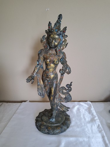 VTG Buddhism Bronze Kwanyin Guan Boddhisattva Goddess Statue, 22" tall - Picture 1 of 7