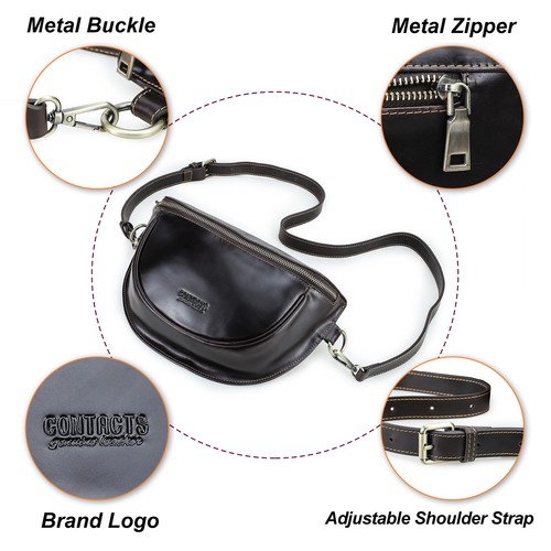 Bauchtasche echt Leder Damen Bodybag Fanny Bum Bag Crossbag Umhängetasche Braun - Bild 8 von 11