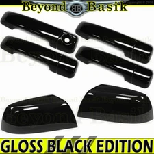 For 2007-2021 Toyota Tundra Crew GLOSS BLACK Door Handle COVERS+Tow Mirrors