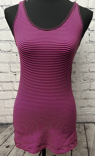 Lululemon cooles Racerback Tanktop ärmellos Größe 6 * Streifen himbeerrosa