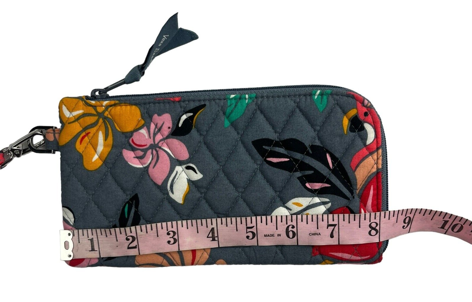 Vera Bradley RFID Tech Wristlet Wallet Phone Hold Gray Tropical Print