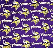 NFL MINNESOTA VIKINGS FABRIC MATERIAL YARD 100 COTTON BTY 36" X 58" NEW