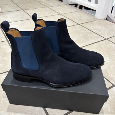 Hockerty Men s Blue Suede Chelsea Boots Size 8