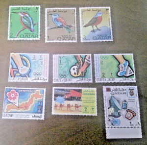 Lot of 9! Vintage Stamps! State of Qatar ~ Mint ~Olympics ~Bird Set ~Expo 1970