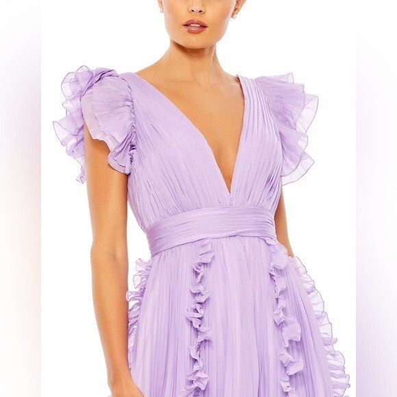 ●MAC DUGGAL●フリル パフスリーブ Aライン ガウン ○MAC DUGGAL○フリル パフスリーブ Aライン ガウン